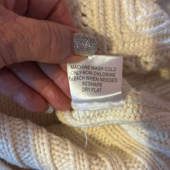 Anthropologie HAZEL Cream Cable Knit Crew Neck Sweater. Sz XL - Picture 12 of 12